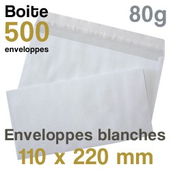 Enveloppes Blanches - 110 x 220 mm - 80g