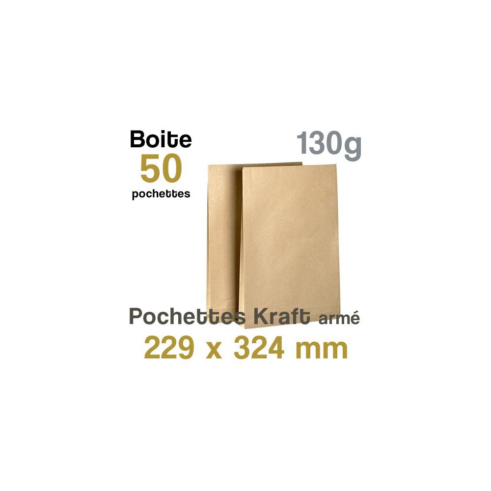 Pochettes Kraft armé - 229 x 324 mm - 130g