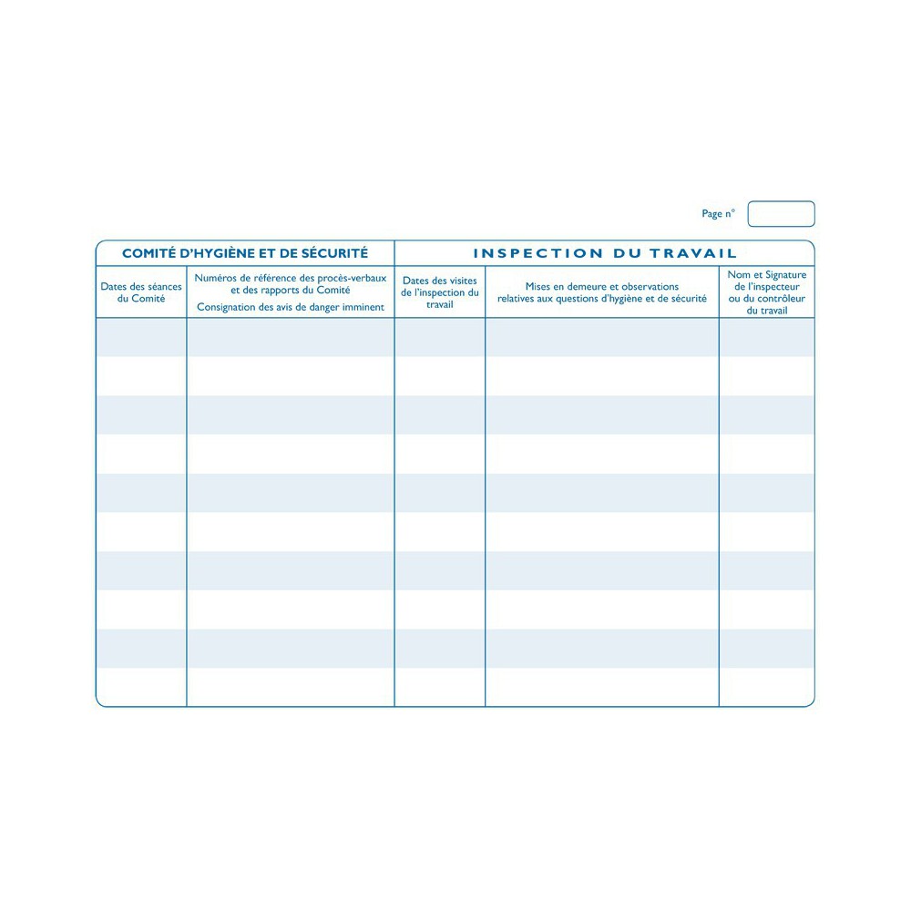 Registre de l'Inspection du travail et du C.H.S.C.T.