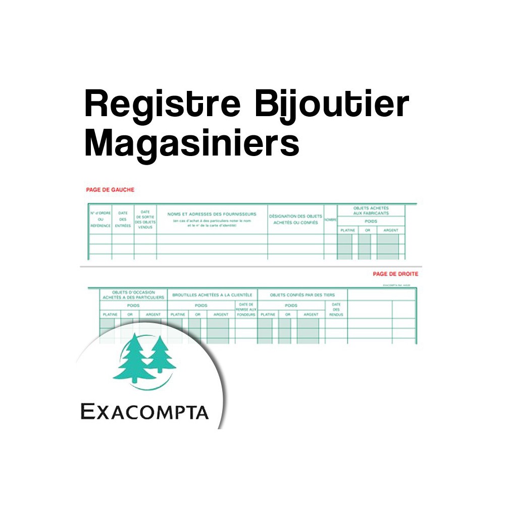 Registre Bijoutier : Magasiniers - Livre de police pour métaux précieux - Exacompta