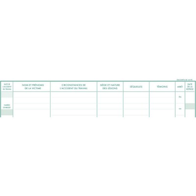 Registre Accidents du travail - Exacompta