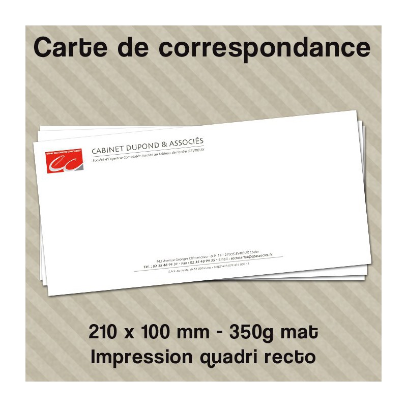 Carte de correspondance personnalisée