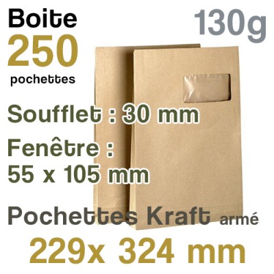 POCHETTE BLANCHE 110X220mm 90gr AVEC FENETRE -  Votre  fourniture à prix d'usine