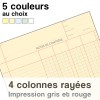 Notes de Contrôle 4 colonnes rayées, bloc comptable de 100 Feuilles