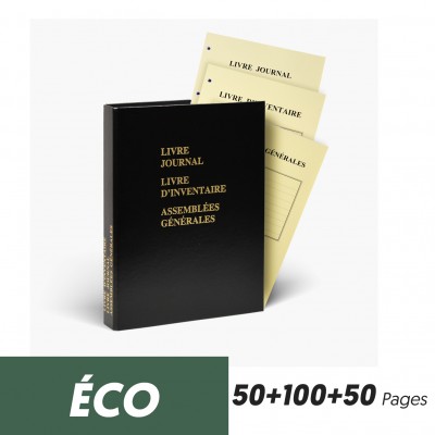 Registres Triples Journal 50 pages + Inventaire 100 pages + Assemblée Générales 50 pages Eco