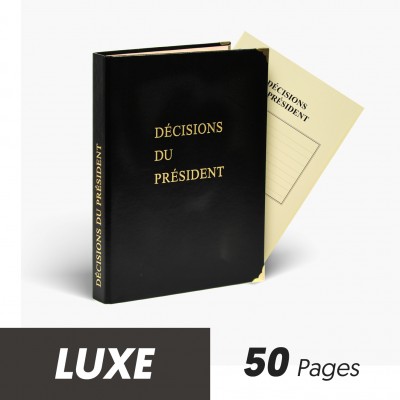 Registre Décisions du Président 50 pages Luxe