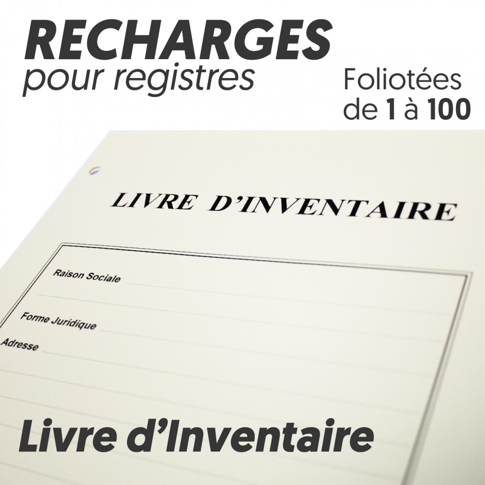 Recharges pour Registres 100 pages - Livre Inventaire