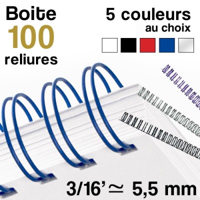 Reliure métallique - 3/16' ≃ 5,5 mm - Boite de 100 reliures