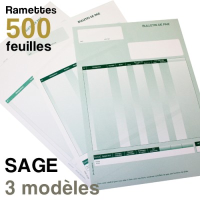 Bulletins de paie - SAGE - Ramettes de 500 feuilles