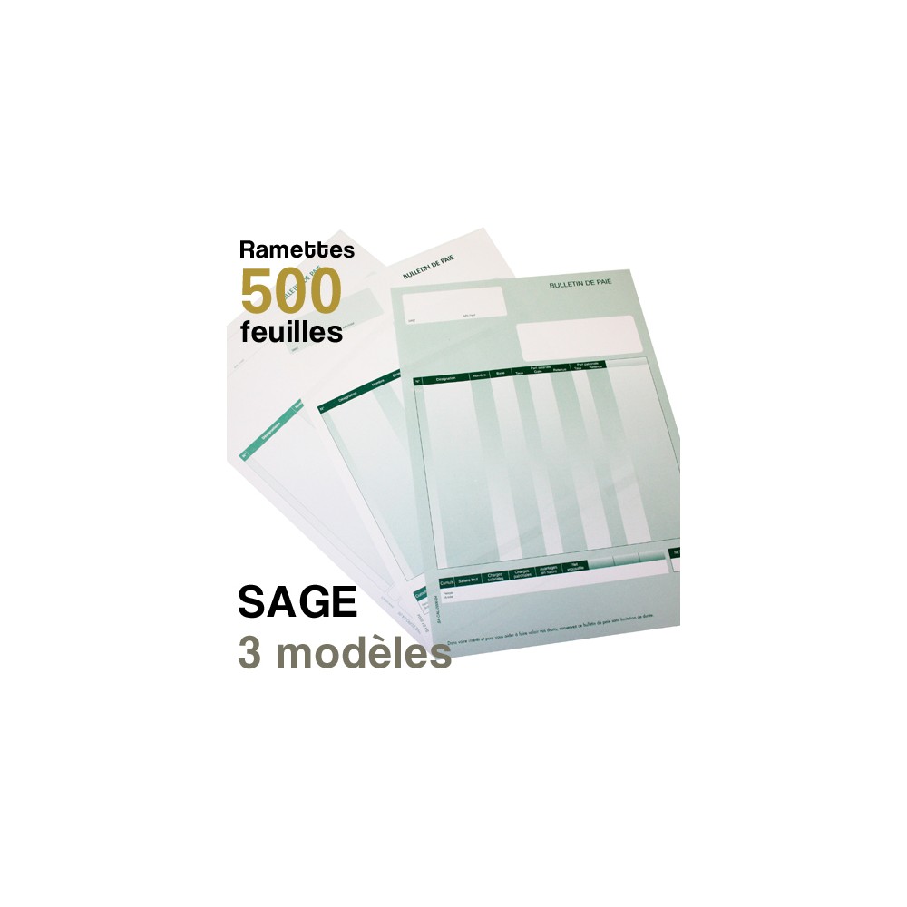 Bulletins de paie - SAGE - Ramettes de 500 feuilles