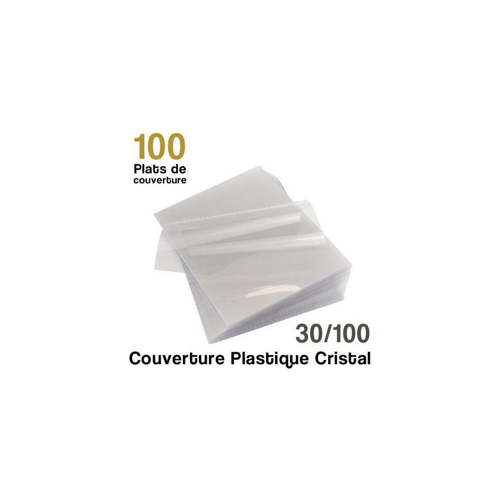 Couverture plastique cristal - 30/100 - Paquet de 100 plats de couvertures