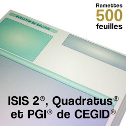 Bulletins de paie - ISIS 2®, Quadratus® et PGI® de CEGID® - Ramettes de 500 feuilles