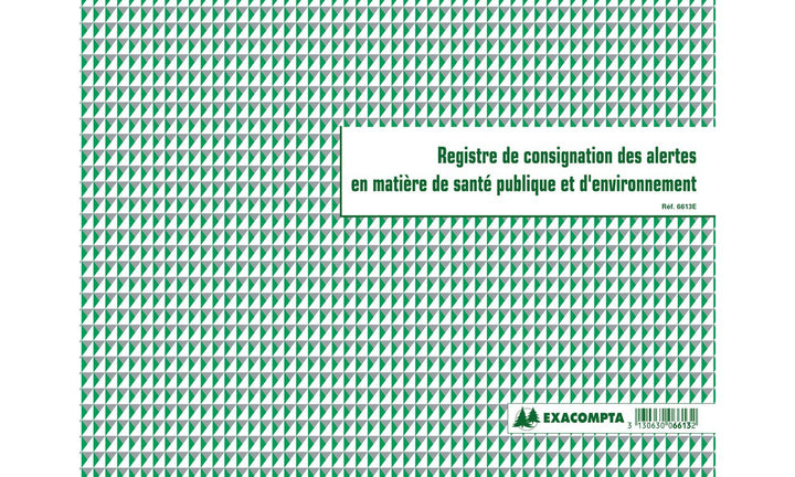 Registre consignation des alertes en matière de santé publique et d'environnement