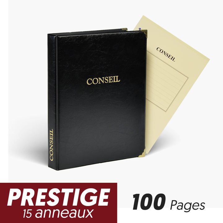 Registre Conseil 100 pages Prestige 15 anneaux - Titres au choix