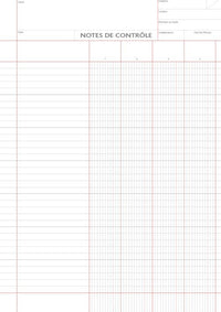 Note de Contrôle - 4 colonnes rayés - Bloc de 100 Feuilles - Vendu par 5 blocs