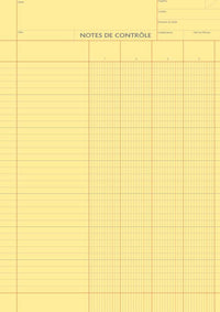 Note de Contrôle - 4 colonnes rayés - Bloc de 100 Feuilles - Vendu par 5 blocs