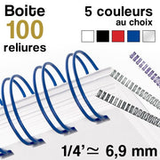 Reliure métallique - diamètre 1/4 ≃ 6,9 mm - Boite de 100 reliures""