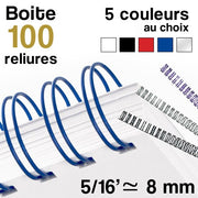 Reliure métallique - diamètre 5/16 ≃ 8 mm - Boite de 100 reliures""