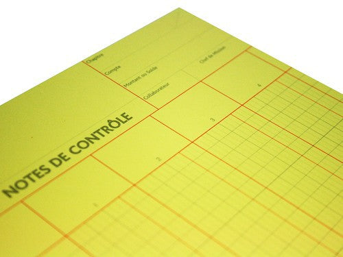 Note de Contrôle - 4 colonnes rayés - 5 Blocs de 100 Feuilles