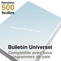 Bulletins de paie UNIVERSEL - Ramettes de 500 feuilles