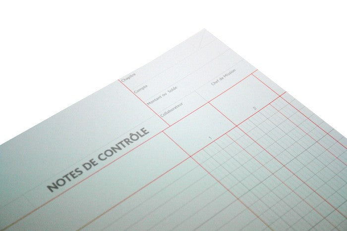 Note de Contrôle - 2 colonnes rayés - 5 Blocs de 100 Feuilles