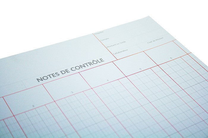 Note de Contrôle - 6 colonnes rayés - 5 Blocs de 100 Feuilles