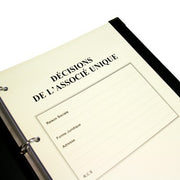 Registres Décisions de l'Associé Unique 100 pages Prestige