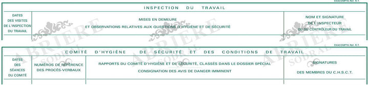 Registre Inspection du travail et mises en demeure - Exacompta