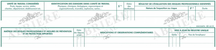 Registre unique des résultats de l'évaluation des risques professionnels - Exacompta