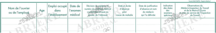 Registre contrôle medical - Exacompta