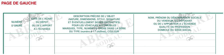 Registre d'objets mobiliers vente en magasin - Exacompta