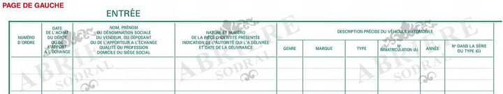 Registre d'objets mobiliers spécial garagiste - Exacompta